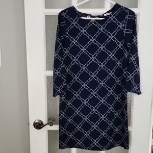 Max Cocos Navy Chain Pattern Dress